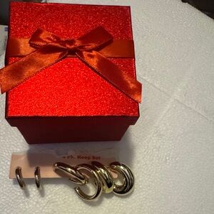 Chic Gold Hoop Earrings with Red Gift Box